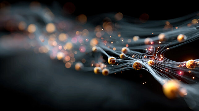 AI neural network visualization with colorful nodes flowing data streams and dynamic interconnected paths representing deep learning algorithms and futuristic artificial intelligence concepts