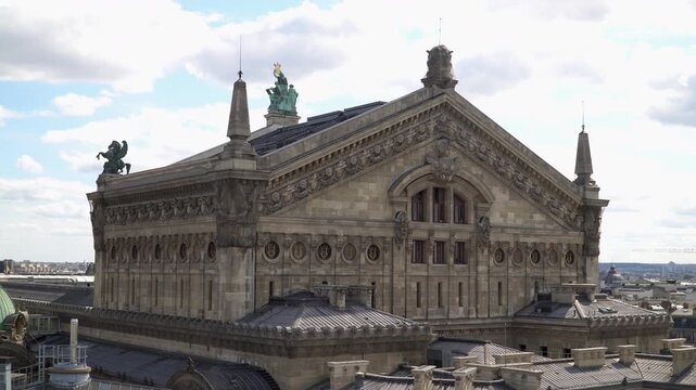 Rear facade architecture of the Opera House in Paris on a sunny day