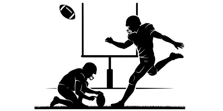 Field Goal Kicker Action American Football Silhouette
