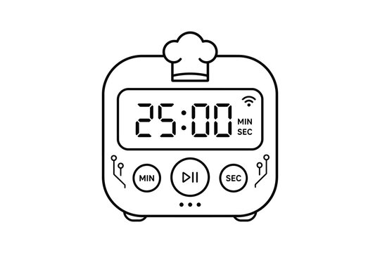 Minimalist digital kitchen timer with 25 minutes countdown display