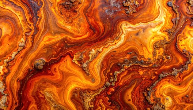 Fiery Abstract Art - A Mesmerizing Blend of Orange, Yellow, and Brown Hues.