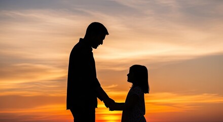 Obraz premium Heartwarming father's day gift silhouette of dad and child sharing a special moment
