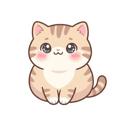 Fototapeta premium Adorable Blob Cat Round Kawaii Art