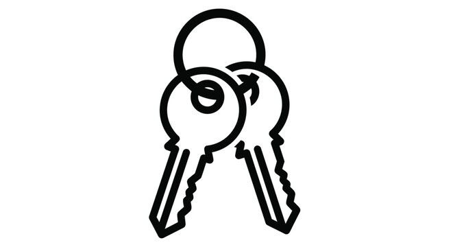 keys with key ring in black line art on white background