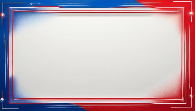 red white and blue border frame on a blank background a white square shape with a red thin line