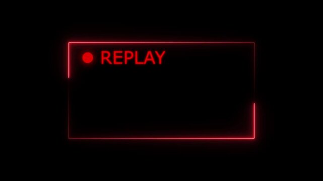 Video camera recorder screen overlay on black background, VHS Replay, Motion graphics of replay concept