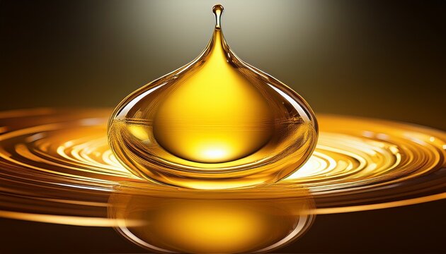 glossy yellow oil drop capturing light with a smooth surface symbolizing purity and natural ingredients for culinary and cosmetic uses