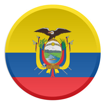 Transparent Round Equador Flag Button and Disc Icon