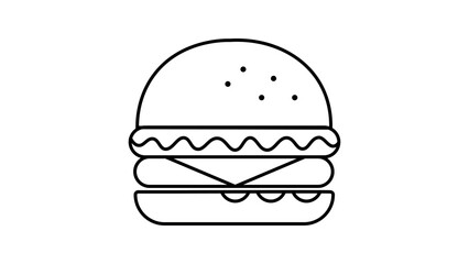 Fototapeta premium Burger Fast Food Line Art Illustration.