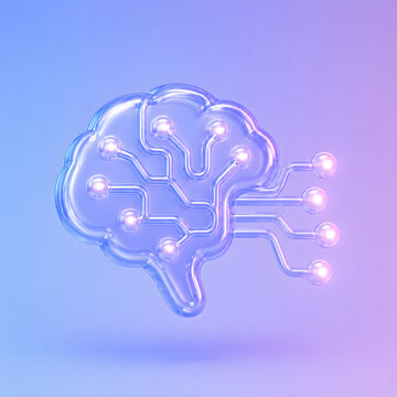3D machine learning icon combining neural and data elements. Represents AI systems, predictive analytics, and intelligent automation in modern technology platforms.