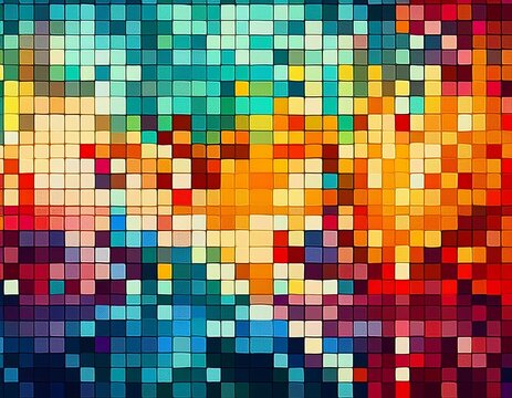 colorful pixelated mosaic pattern with squares