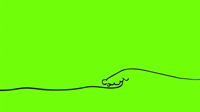 2d Animation motion graphics drawing of a line forming or surging into a tidal wave on white, black and green screen in 4K ultra-high-definition.