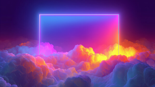 Glowing purple clouds background pattern. Sunset or sunrise background. Digital artwork raster bitmap illustration.
