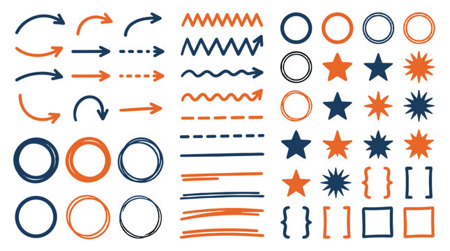 hand drawn flowchart symbols and icons for business process mapping vector set
