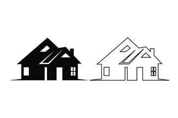 Fototapeta premium House silhouette and line drawing a dual representation of residential architecture