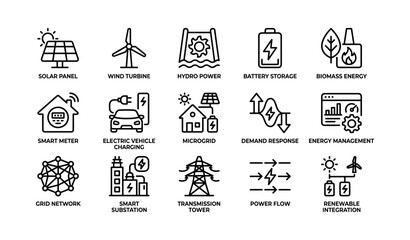 Fototapeta na wymiar Energy and power icons representing renewable grid systems