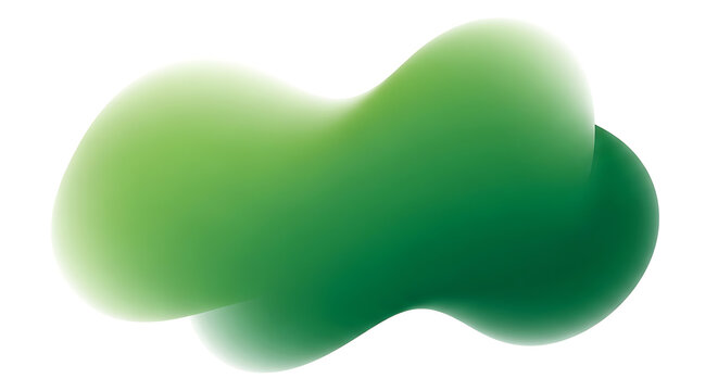 Abstract organic shape in gradient green and white, fluid blob form, smooth, flowing, amorphous design element