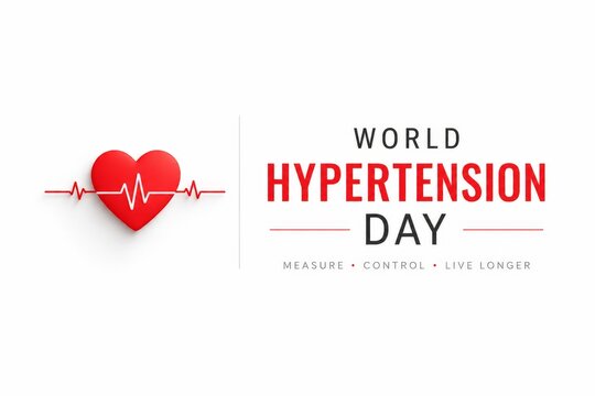 World Hypertension Day Healthcare Banner Red heart pulses with EKG line