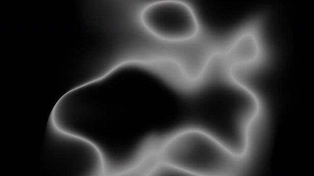 Soft glowing mist forms drift and morph across a dark black background, creating an abstract atmospheric texture for modern overlays, intros, and visual effects