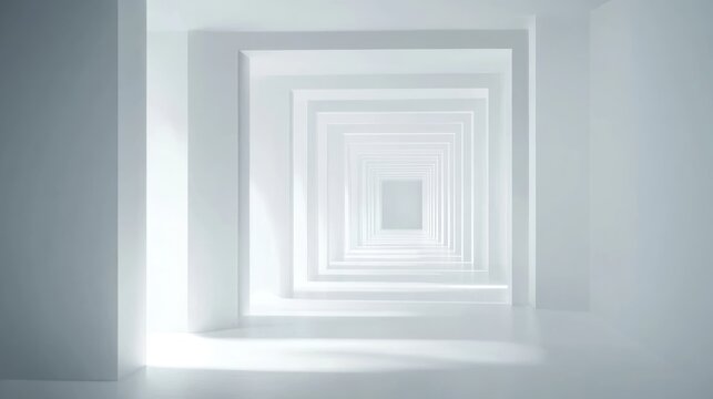 White, rectangular hallway; endless perspective