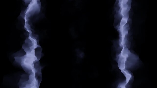 Two vertical blue smoke or vapor streams drift and swirl against a deep black background, creating a moody abstract texture for overlays, titles, and transitions