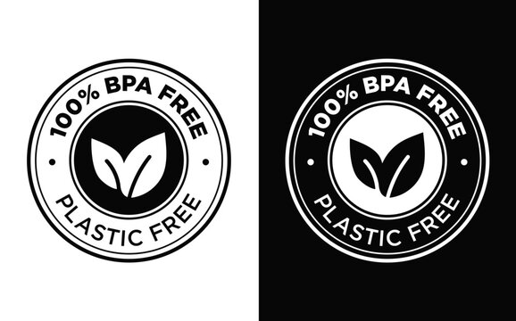  100 BPA free. 100 Plastic free black vector icon SVG
