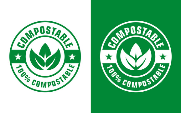 100% Compostable vector icon SVG