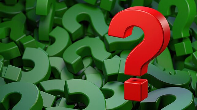 Red question mark standing out among green question marks