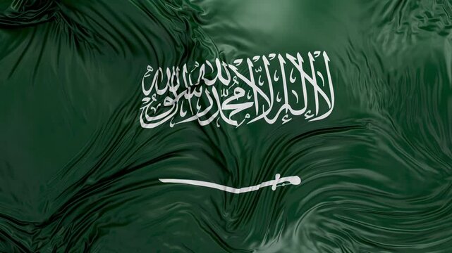 Saudi Arabia flag waving looping 3D animation Seamless slow motion Loop KSA