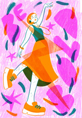 Graphic Poster of a Girl Dancing