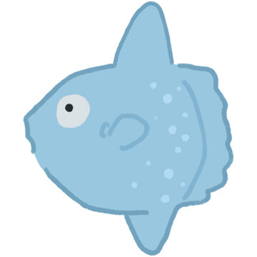 Unique sunfish character doodle on transparent background