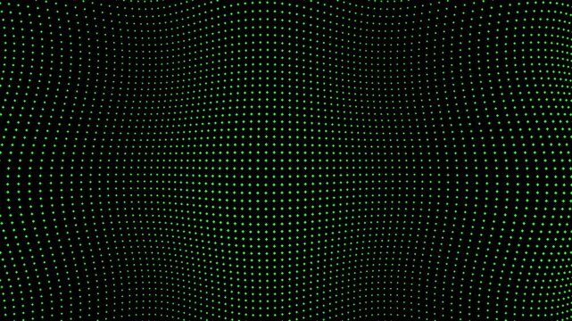 Abstract Green Wavy Cross Plus Sign Pattern, Neon Halftone Wave Surface on Black Background, Flowing Plus Symbol Animation Motion Graphics Seamless Loop, 4K