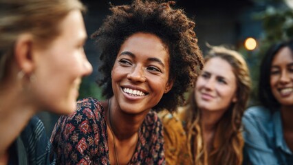 Fototapeta premium Friends Laughing Together Outdoors