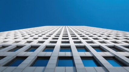 Fototapeta premium Modern Skyscraper Against Clear Blue Sky