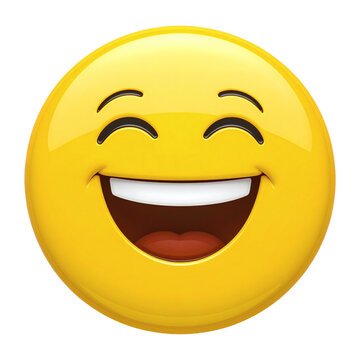 Hilarious laughing emoji face showing extreme joy and merriment with a wide open mouth on transparent background