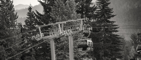 Whistler, Canada - August 12, 2017: Tourists along Whistler Village Gondola © jovannig