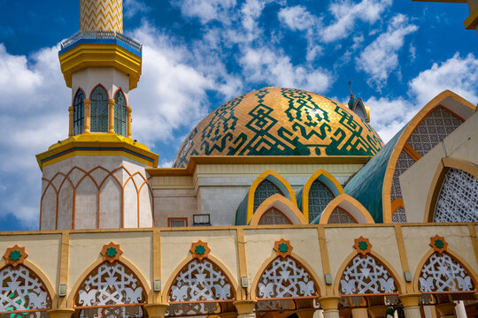 Grand mosque Islamic Center NTB in Mataram with domes and minarets Lombok Indonesia
