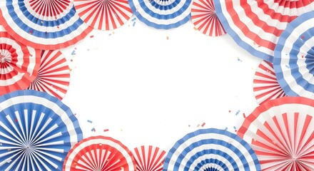 Obraz premium Festive patriotic paper fans border for independence day celebration