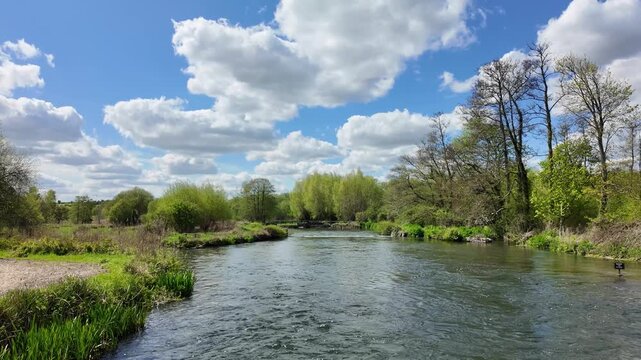 Longstock Hampshire England UK. 28.04.2026. Video. The chalk stream River Test at Longstock im Hampshire England UK.