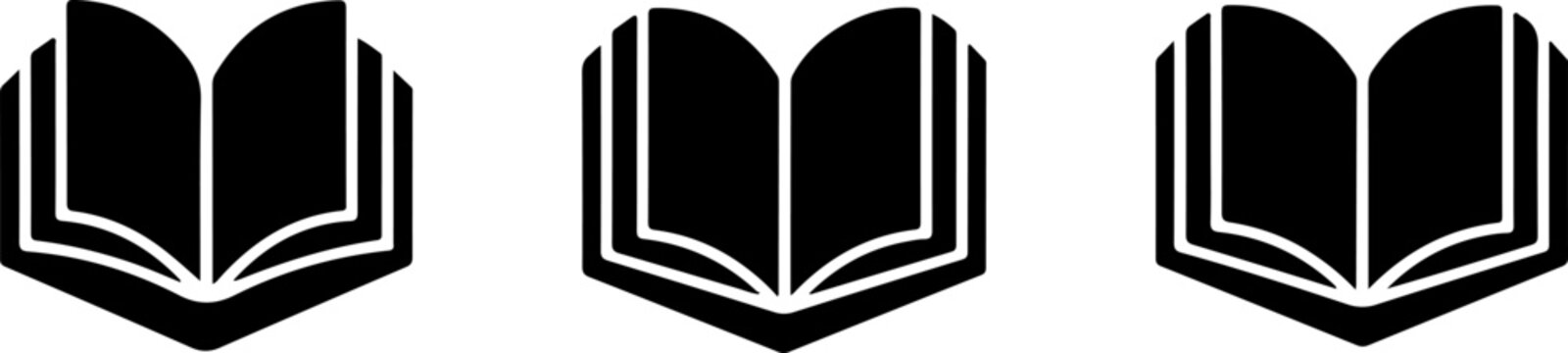 Open book logo collection. Education and reading themed book symbols for library and learning design.