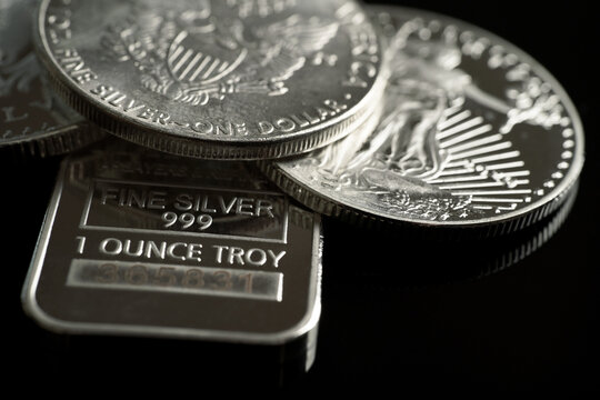 Silver coins Silver bar 999 of precious metal money assets                                                             