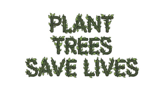 environmental conservation message with leafy green text on white background eco friendly green init