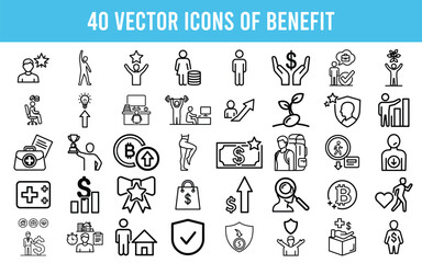 Fototapeta premium Collection of 40 vector icons representing various benefits and business concepts