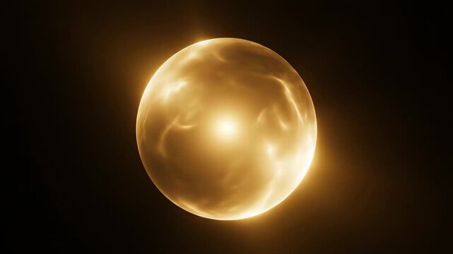 Golden Energy Sphere, Abstract Glowing Orb, Cosmic Power, Fantasy Light Ball