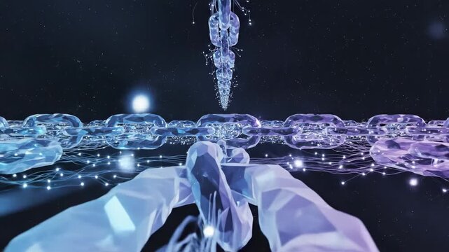 Blockchain Technology Network Digital Chain Links Connecting Global Data
