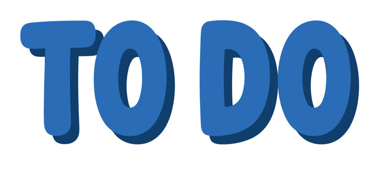 Blue "TO DO" lettering with a shadow effect, perfect for reminders and task lists in a playful style