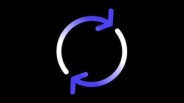 Gradient Loading Spinner Refresh Arrow Loop Animation on Transparent Background, Seamless Loop, 4K