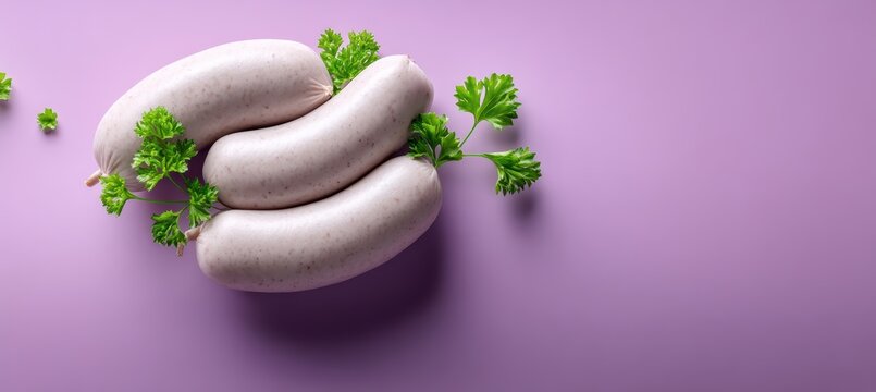 Minimalist Bavarian sausage pattern on lilac-lavender background