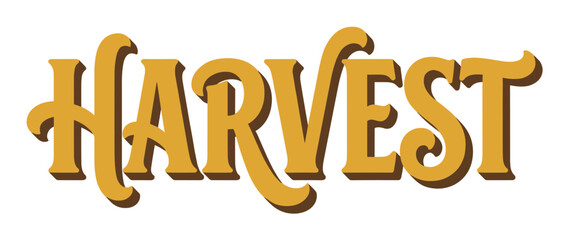 Obraz premium Harvest word lettering with a retro 3D effect, perfect for autumn designs and seasonal greetings vector illustration