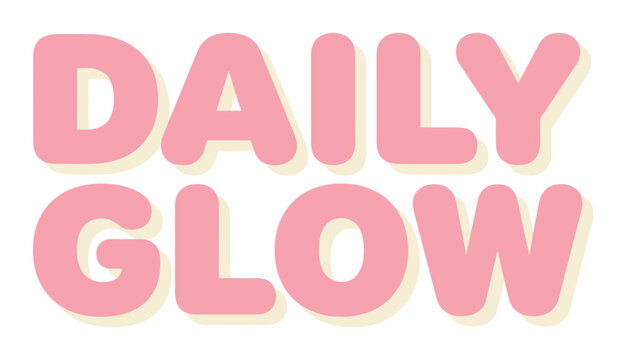 Daily Glow pink text lettering with shadow effect, a cute and playful typography vector illustration